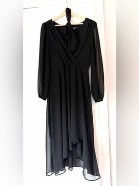 Tommy Hilfiger Black Long-Sleeve Sheer Dot Dress